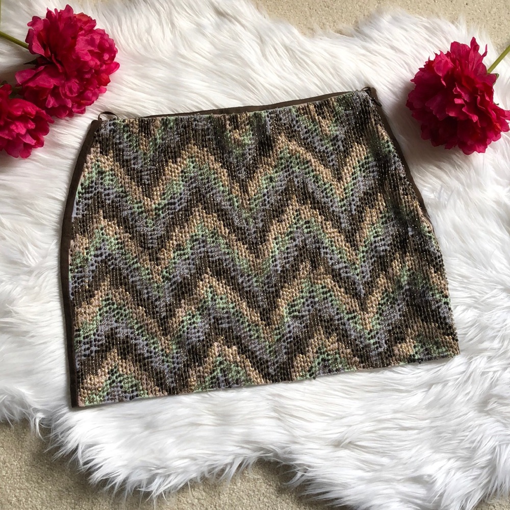 Zara Multicolor Chevron Mini Skirt